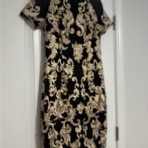 JAX Black Label Black and Cream Lace Sheath Mini Dress size 6